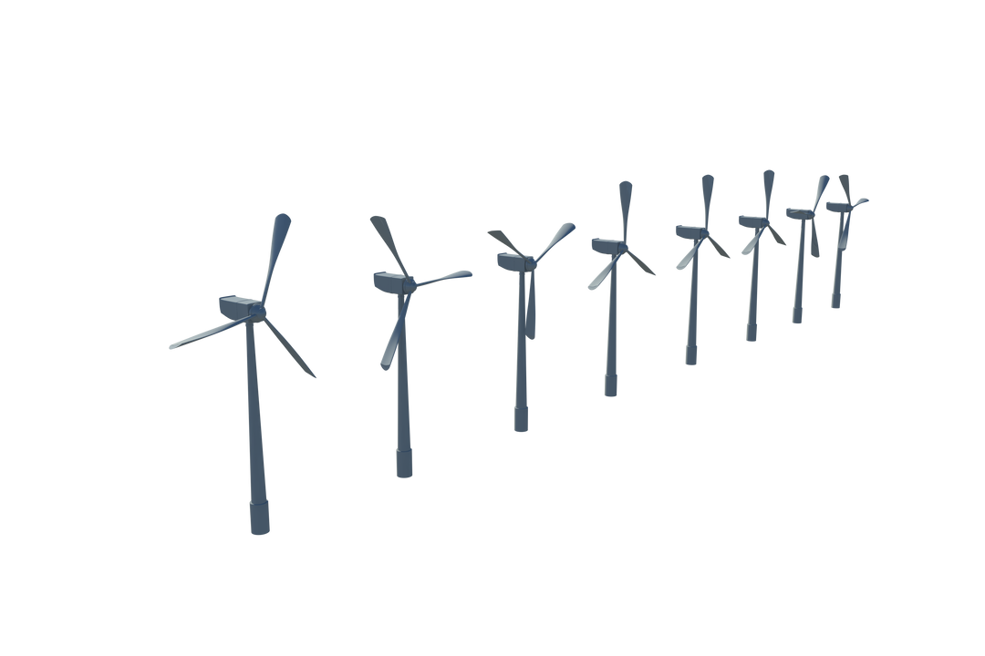 Row of Wind Turbines Transparent Background Illustration - Download Free Stock Images Pikwizard.com