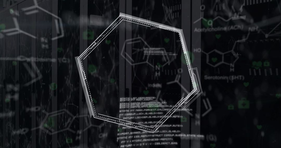 Chemical Formula Data Overlay in Server Room Setting