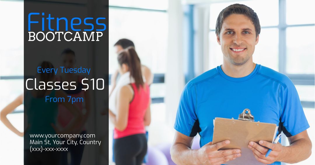 Confident Fitness Instructor Promoting Affordable Bootcamp Classes - Download Free Stock Templates Pikwizard.com