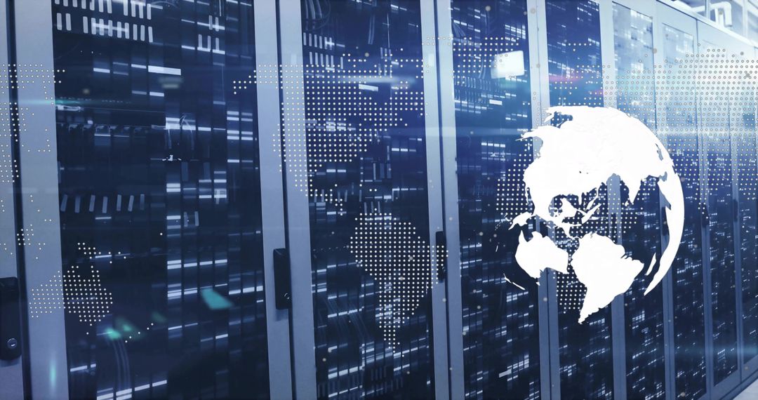 Glowing Server Rack Cabinets with Global Connectivity Overlay