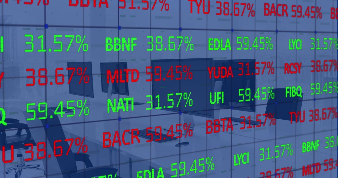 Financial Data Overlay on Office Technology Display