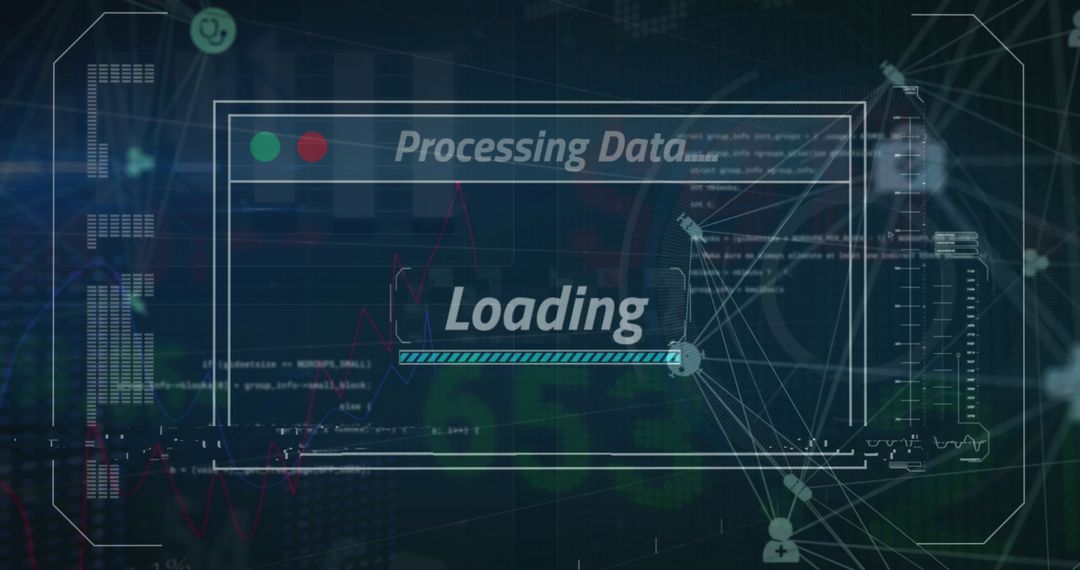 Futuristic data processing dashboard with loading bar