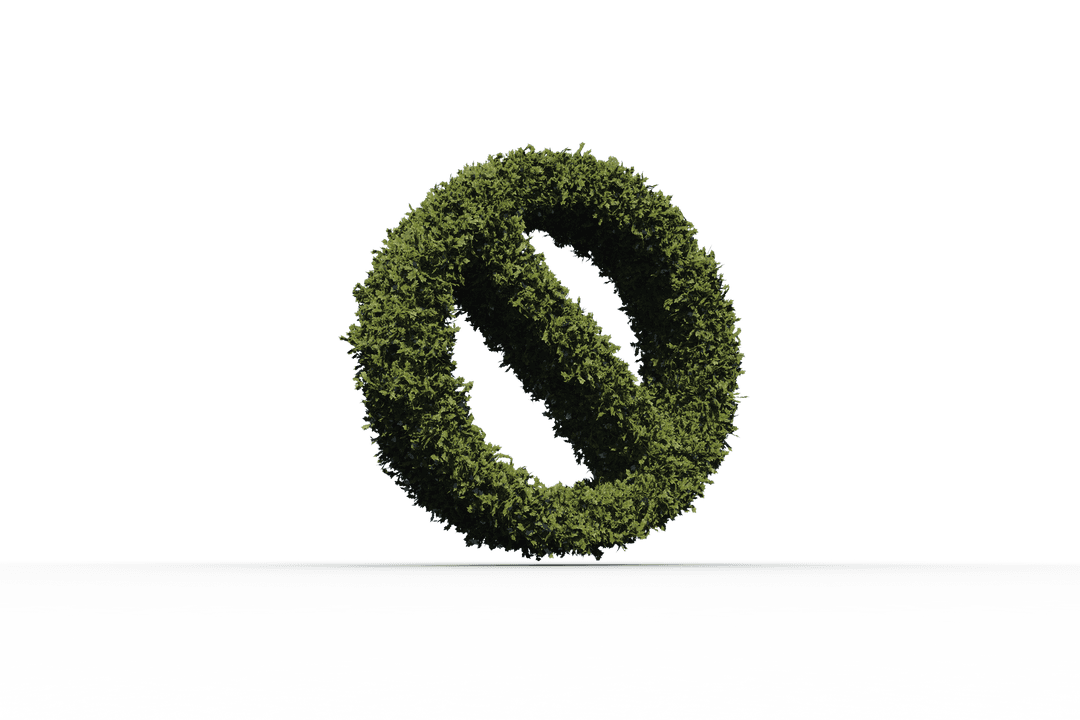 Transparent Forbidden Sign Made of Lush Green Leaves