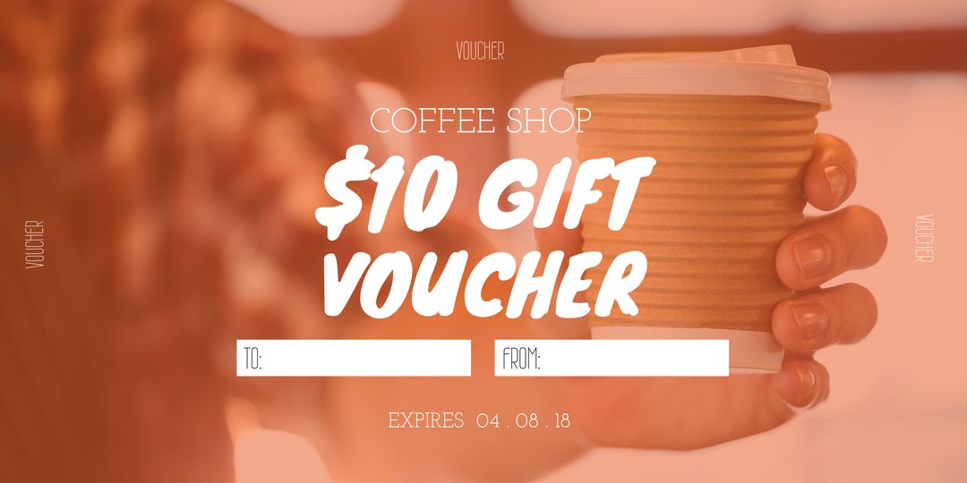 Warm Coffee Shop $10 Gift Voucher Design - Download Free Stock Templates Pikwizard.com