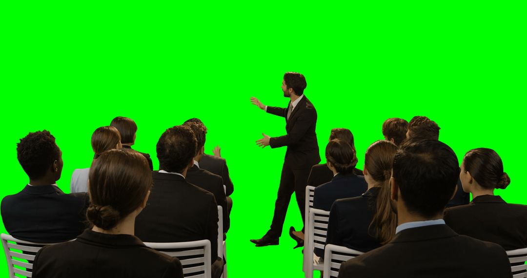 Business Leader Presenting Vision to Diverse Team on Green Screen - Free Images, Stock Photos and Pictures on Pikwizard.com