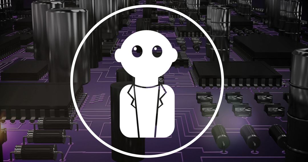 AI Chatbot Icon on Circuit Board Moving Into Future Digital Revolution