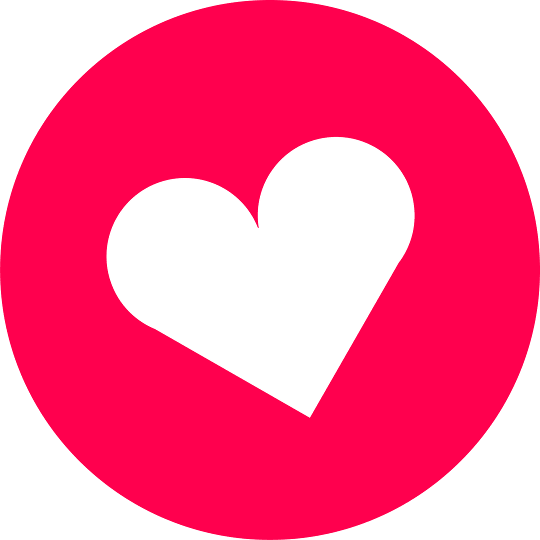 White Heart Symbol within Vibrant Pink-Red Circle on Transparent Background