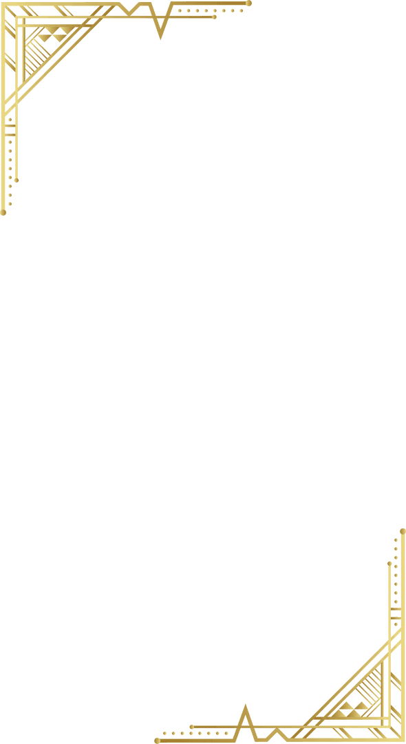 Gold Art Deco Corners Frame on Transparent Canvas