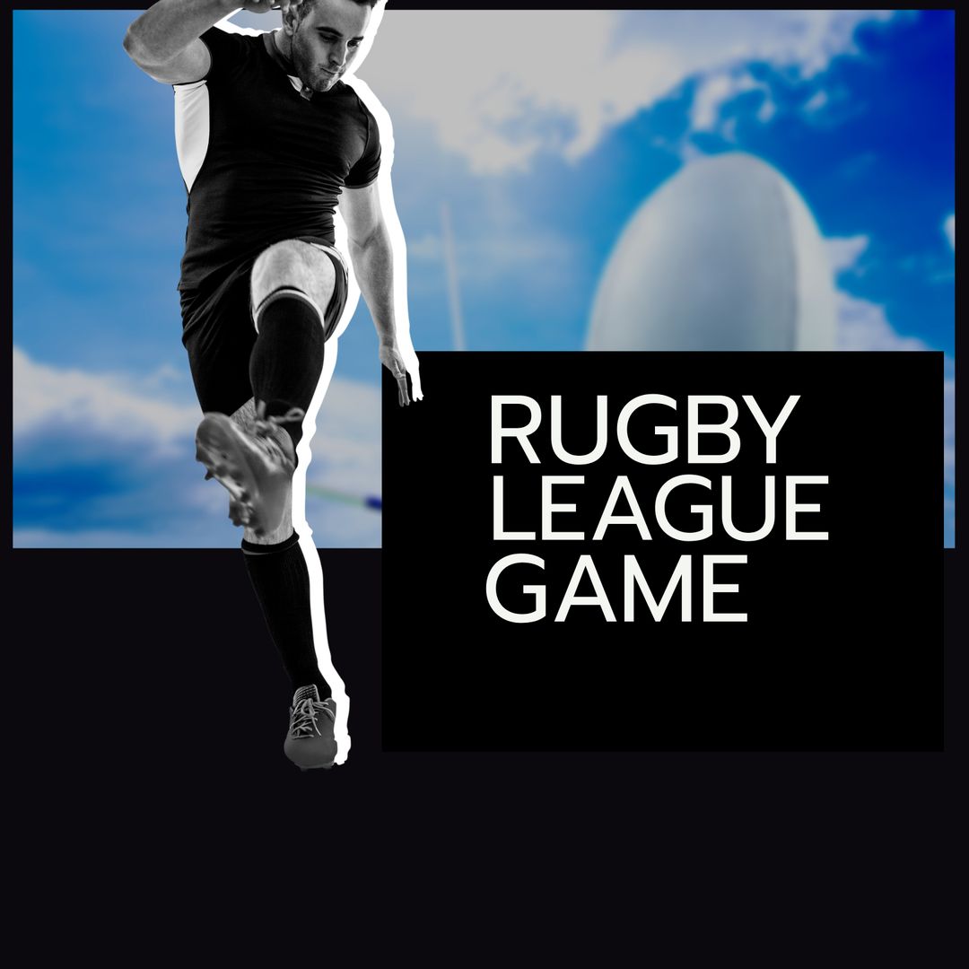 Dynamic Rugby Kick with Rugby League Graphic