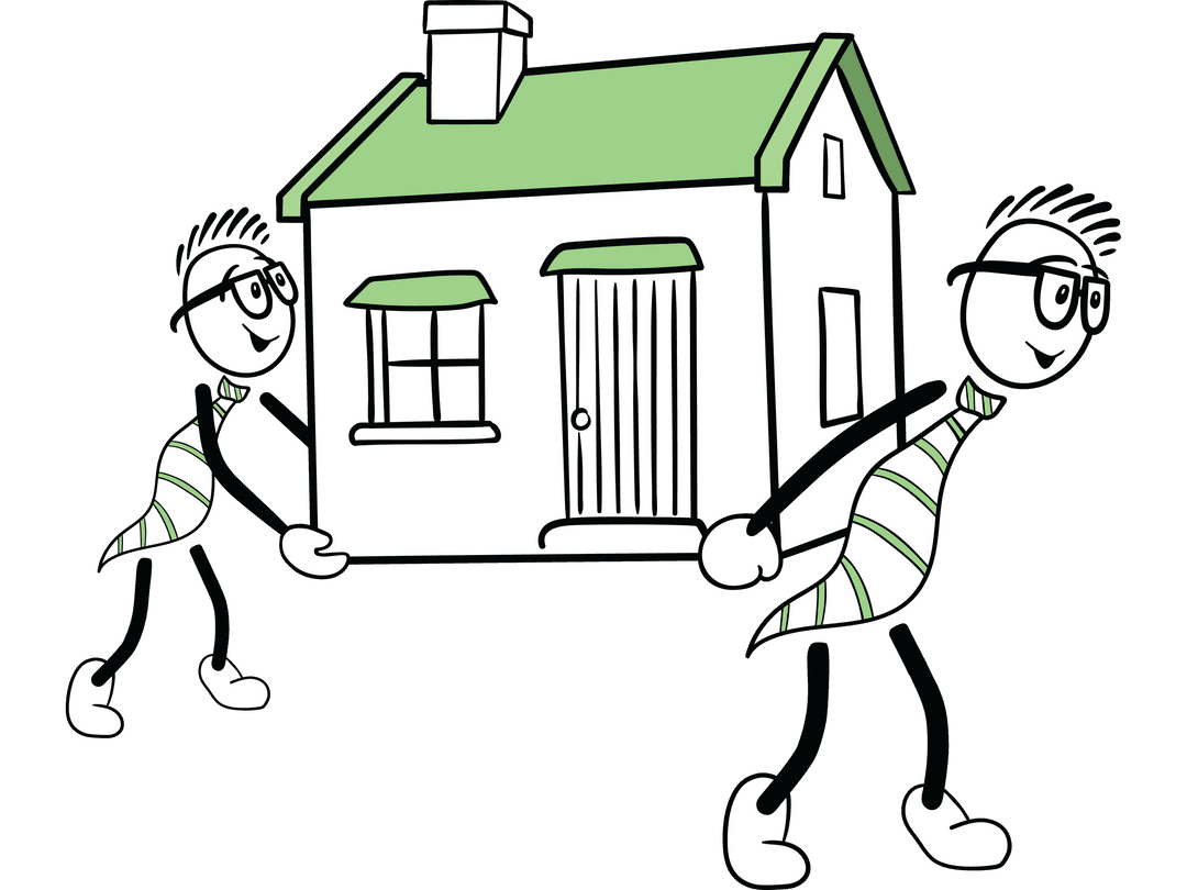Transparent Cartoon Characters Carrying Small House