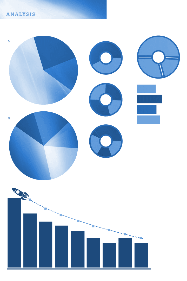 Digital Blue Charts on Transparent Background for Business Analysis