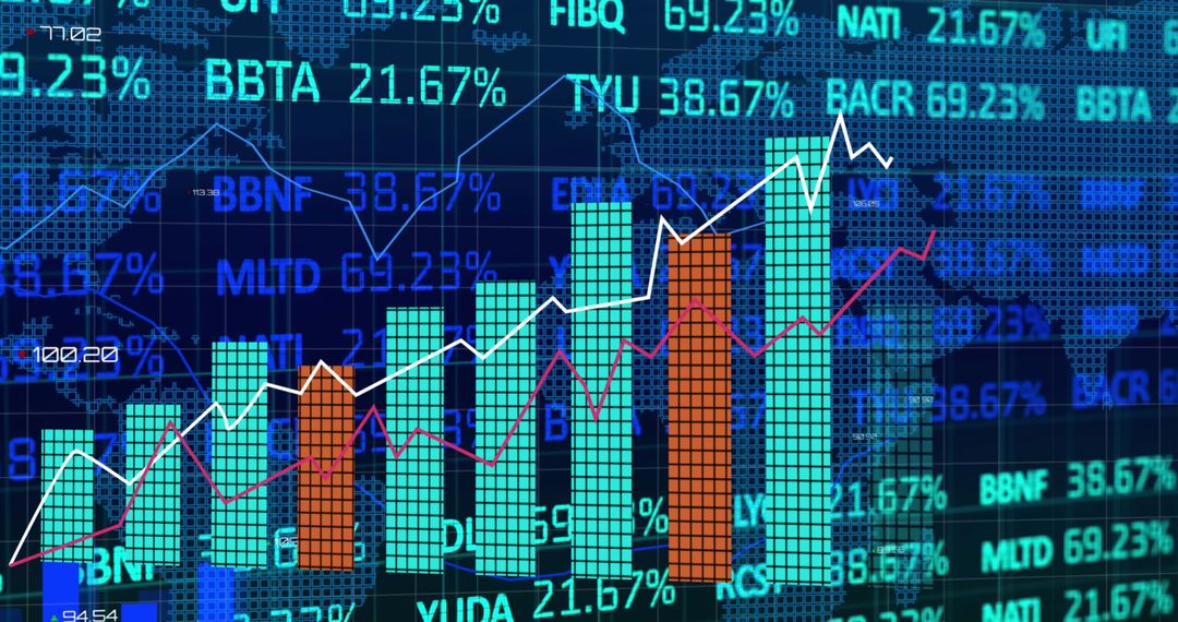 Financial Market Analytics on Digital Screen With Trend Lines