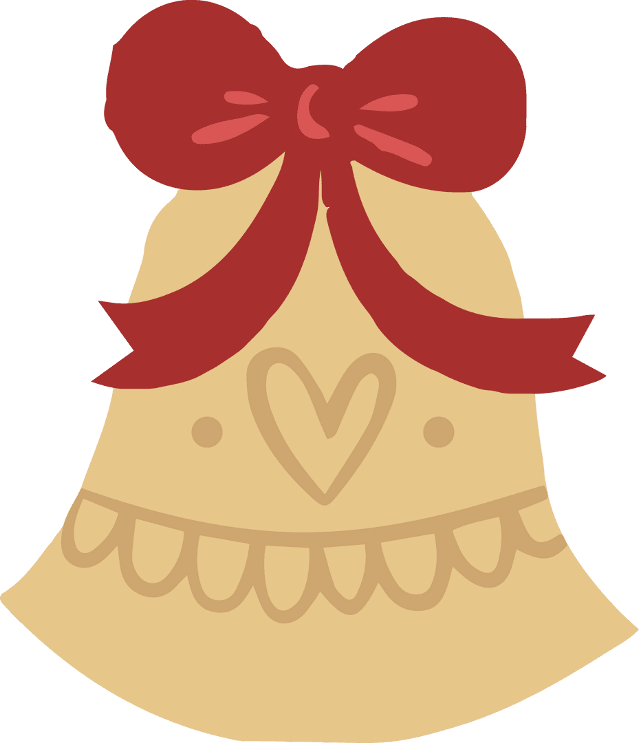 Festive Transparent Bell Ornament with Red Bow and Heart Motif