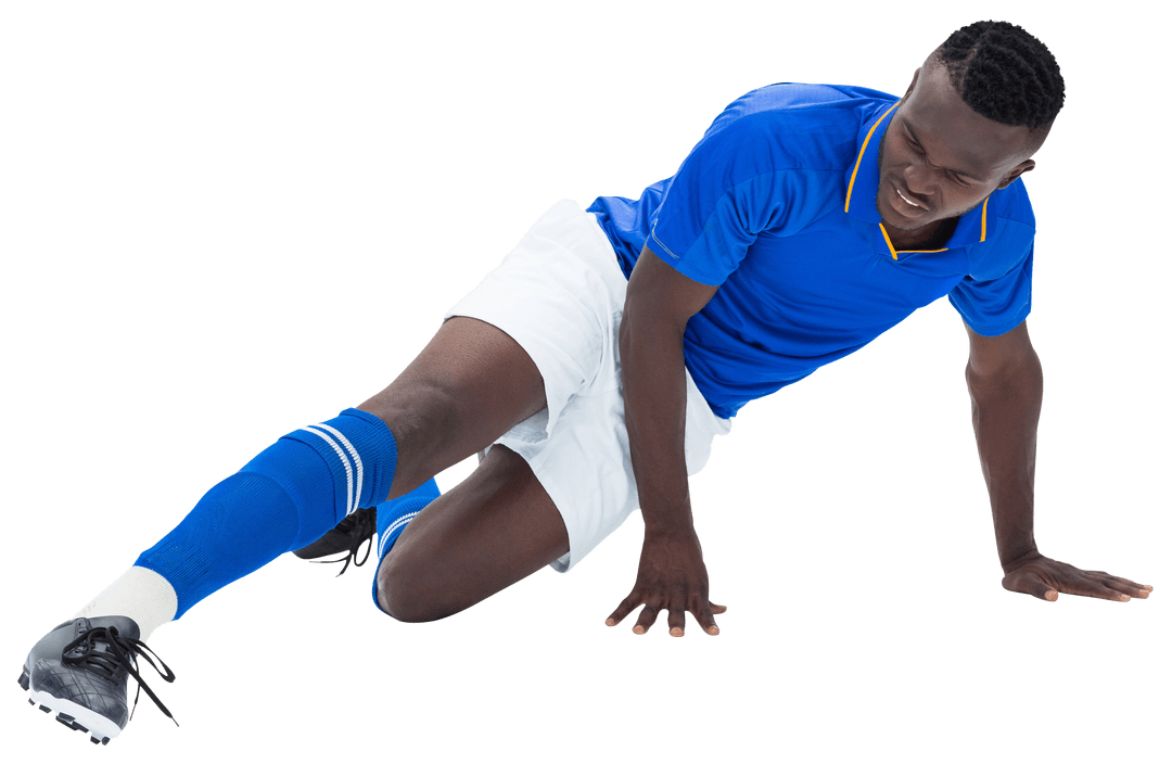 African American Football Player Kicking Ball Transparent Background