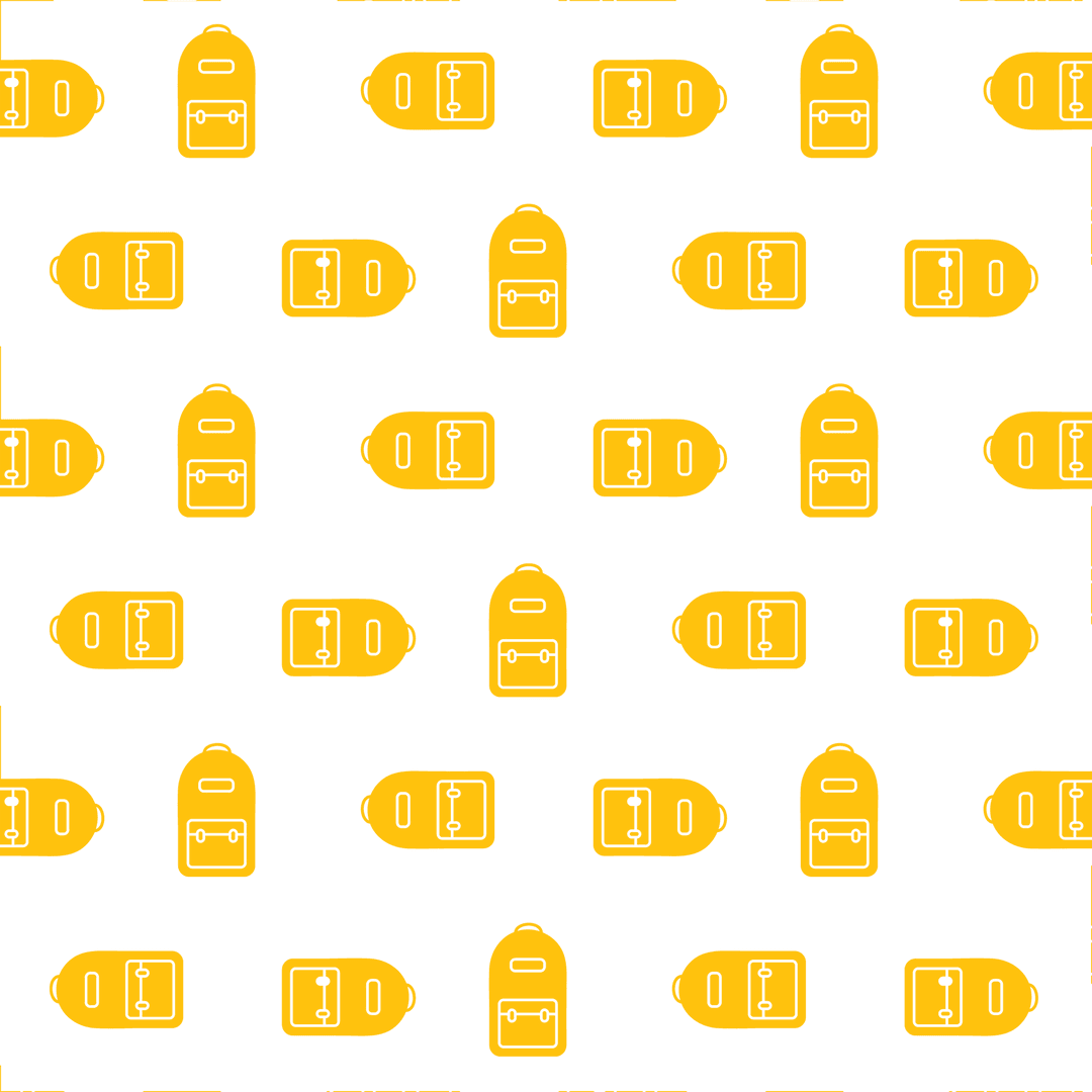 Yellow Backpack Pattern on Transparent Background Seemless Icon Set