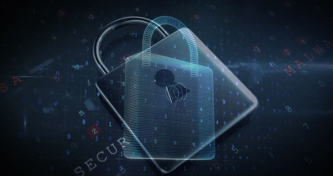 Digital Security Padlock with Data Overlay