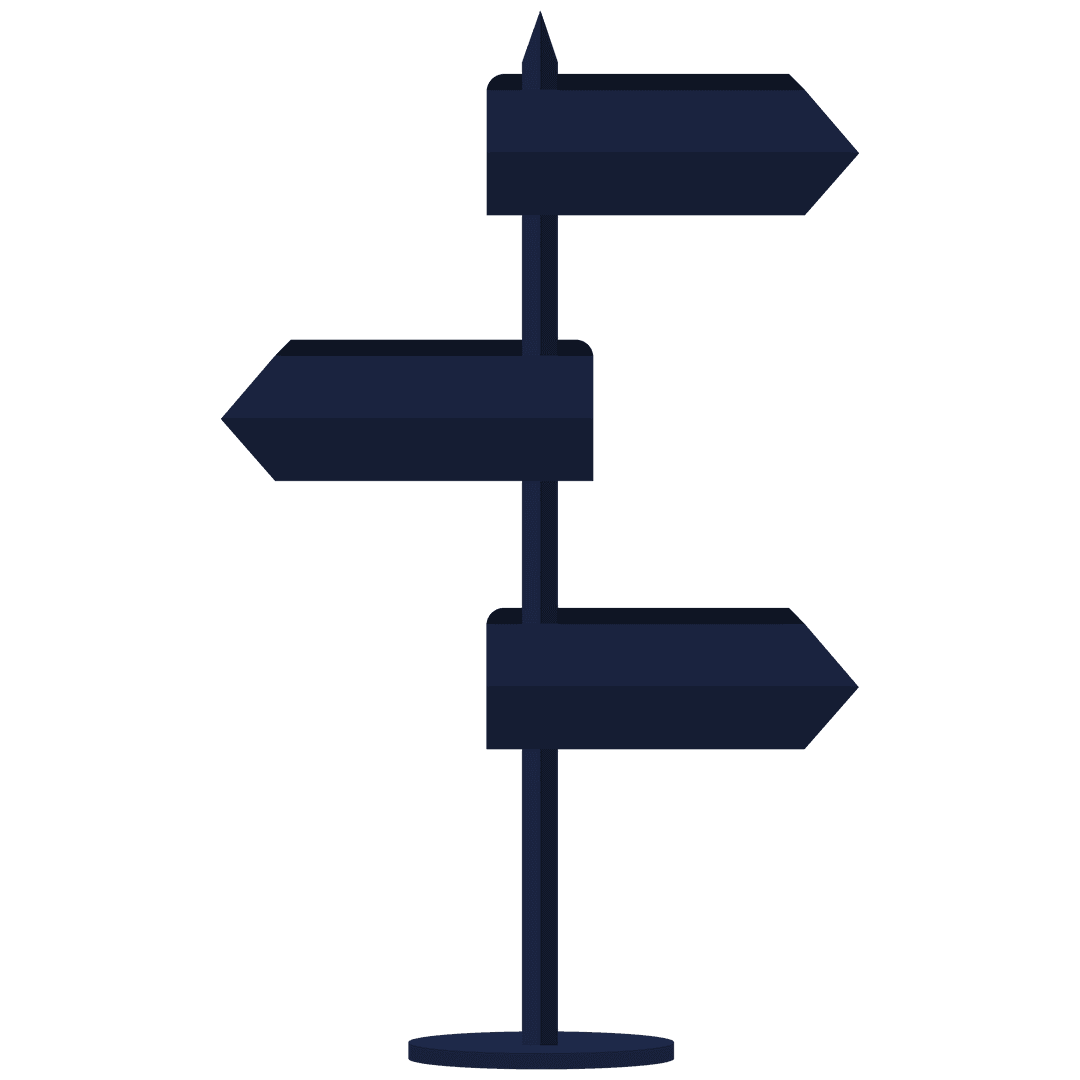 Dark Blue Guideposts on Transparent Background for Directions