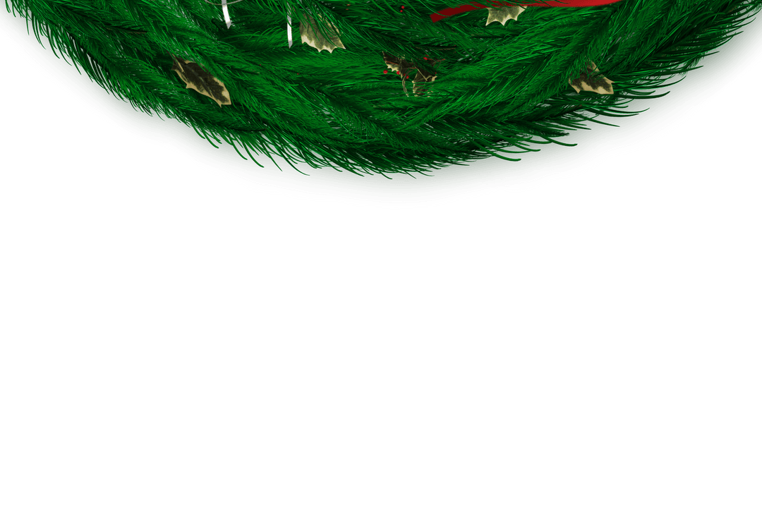 Christmas Wreath on Transparent Background with Traditional Ornaments