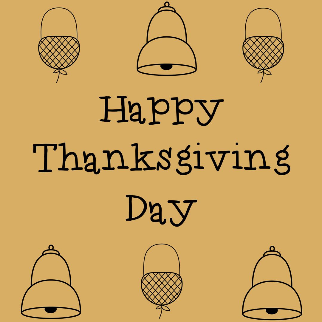 Happy Thanksgiving Greeting with Decorative Bells - Download Free Stock Templates Pikwizard.com