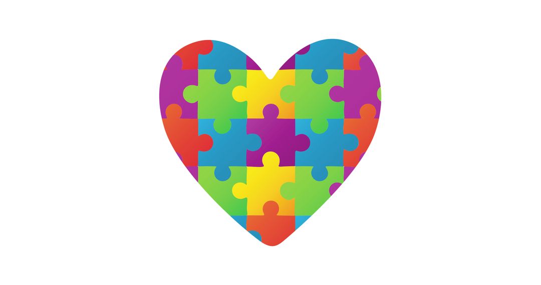 Colorful Puzzle Heart Representing Autism Awareness