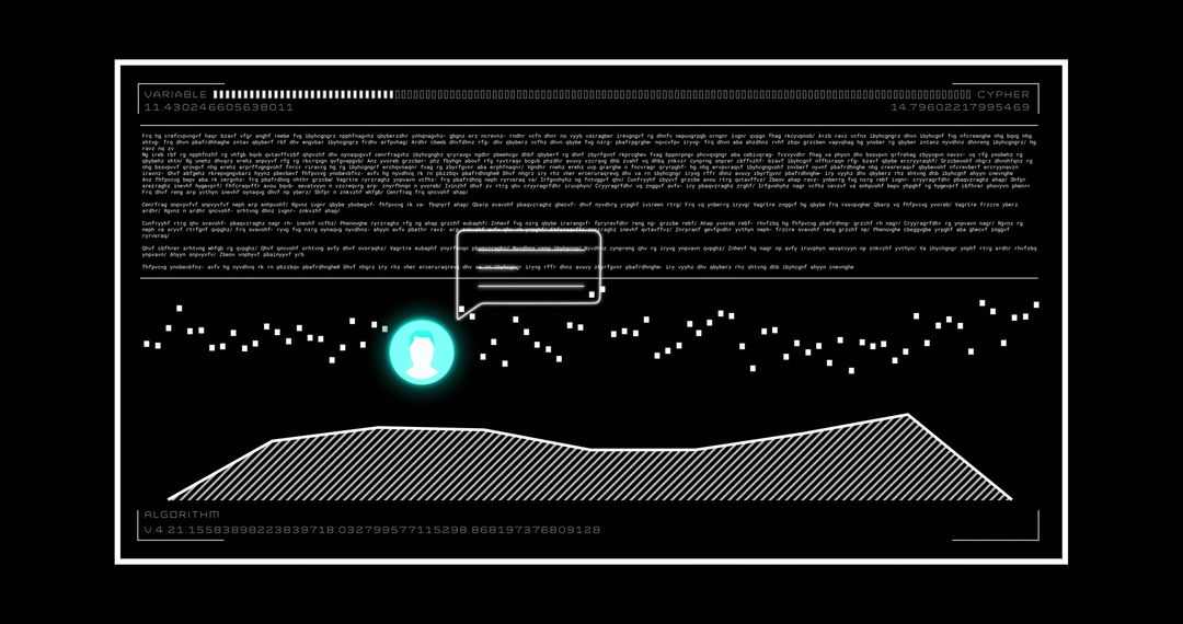 AI Data Processing and Chatbot Interface on Black Background