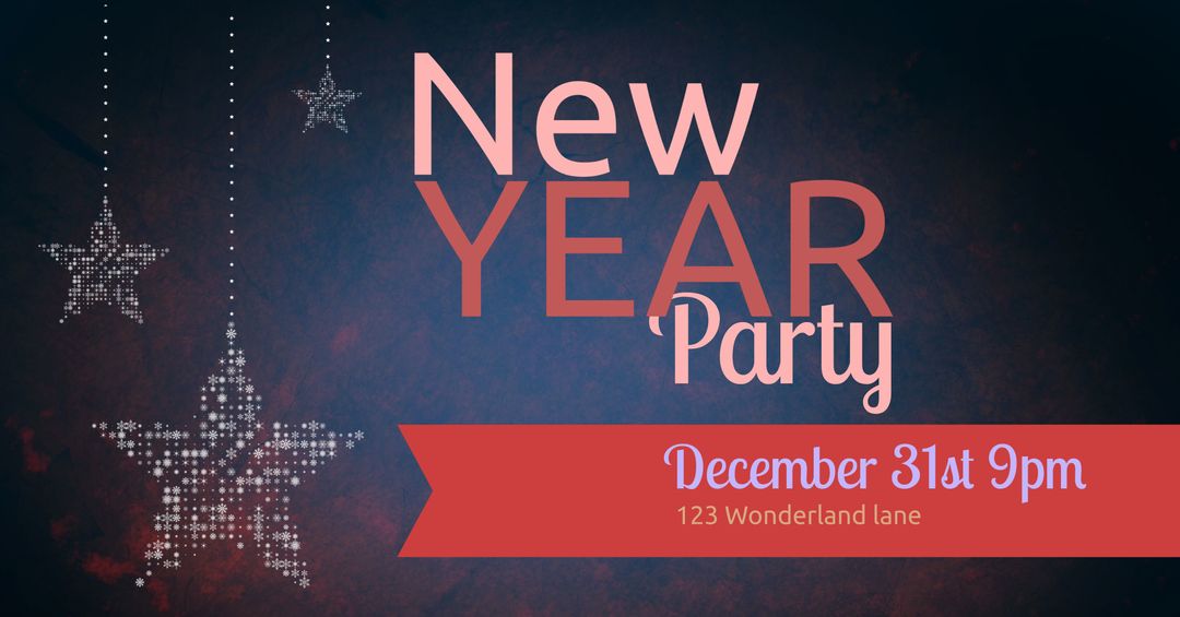 Festive New Year Party Invitation with Sparkling Stars