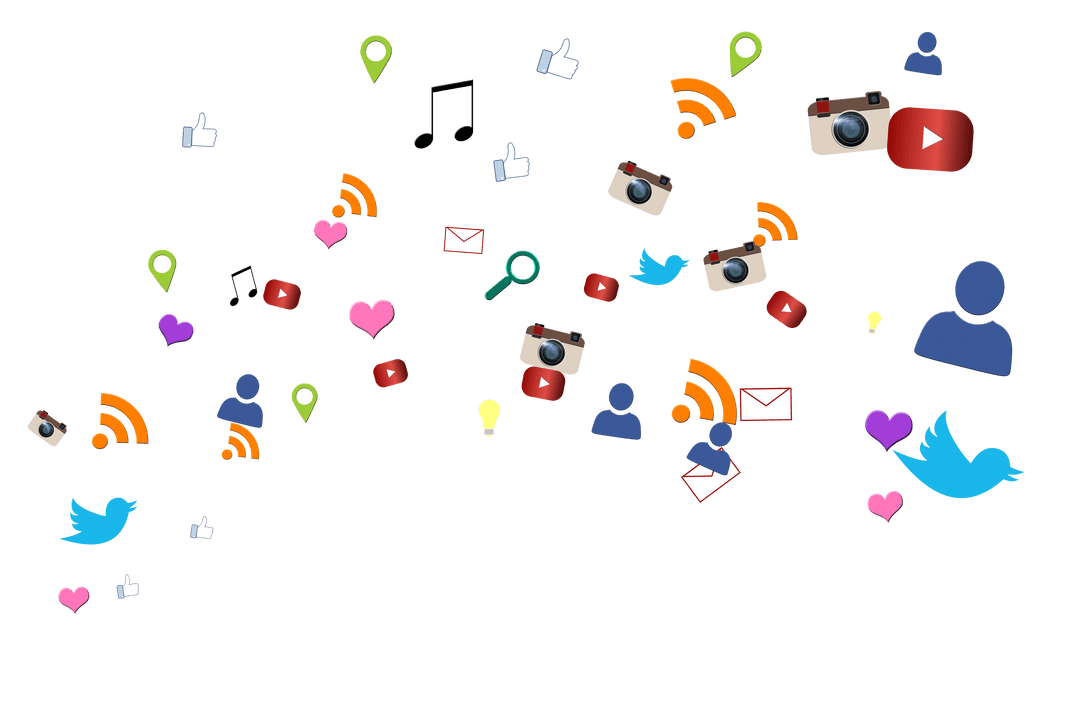 Colorful Social Media Icons on Transparent Background Illustration