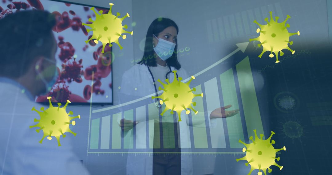 Doctor in Mask Analyzing COVID-19 Growth Charts