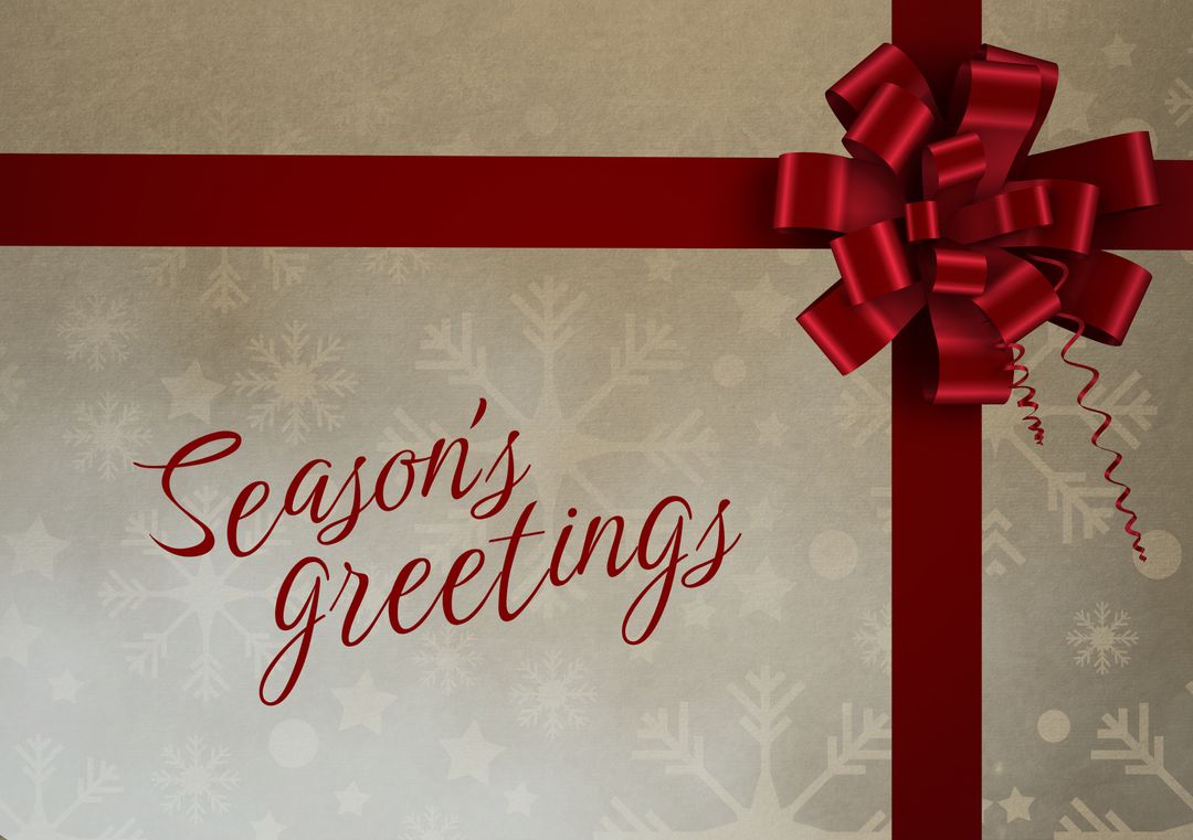 Festive Greetings in Red with Elegant Ribbon