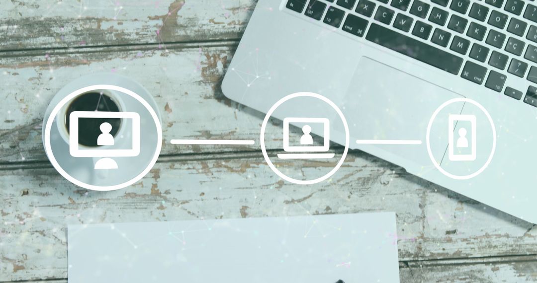 Digital Communication Workflow Concept with Laptop and Coffee