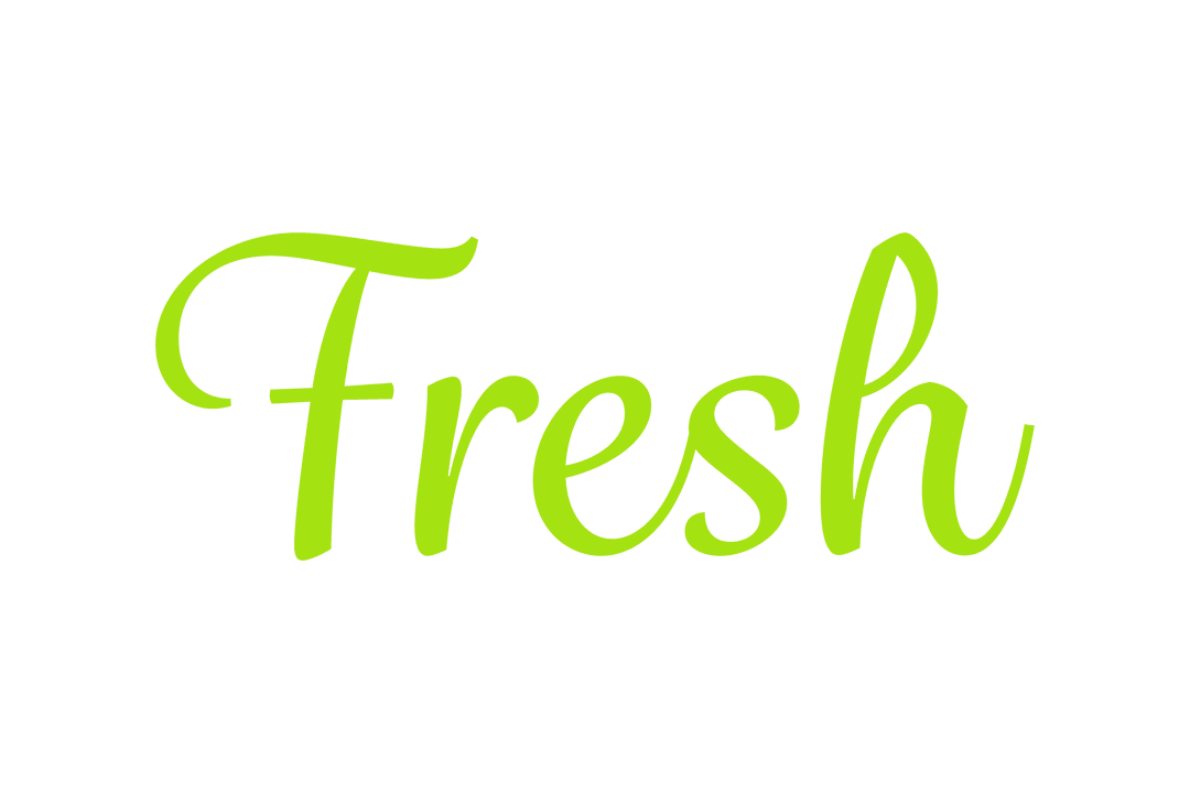 Fresh Text in Green Font on Transparent Background