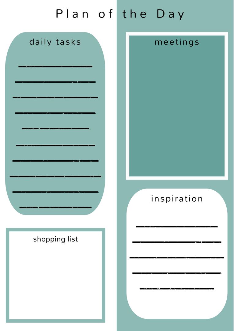 Daily Planner Template for Tasks, Meetings, Inspiration, and Shopping Lists - Download Free Stock Templates Pikwizard.com