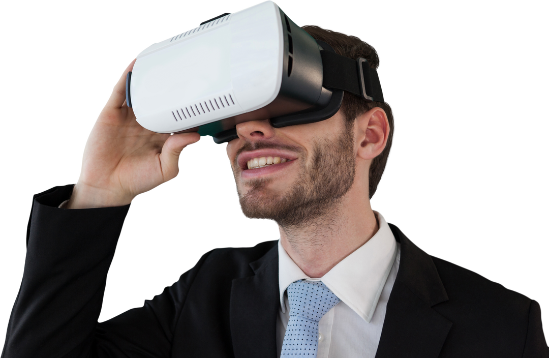 Businessman Exploring Virtual Reality with Transparent VR Headset - Download Free Stock Images Pikwizard.com