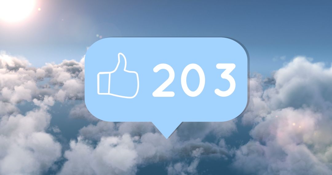 Social Media Likes Rising Above Clouds Symbolizing Connection