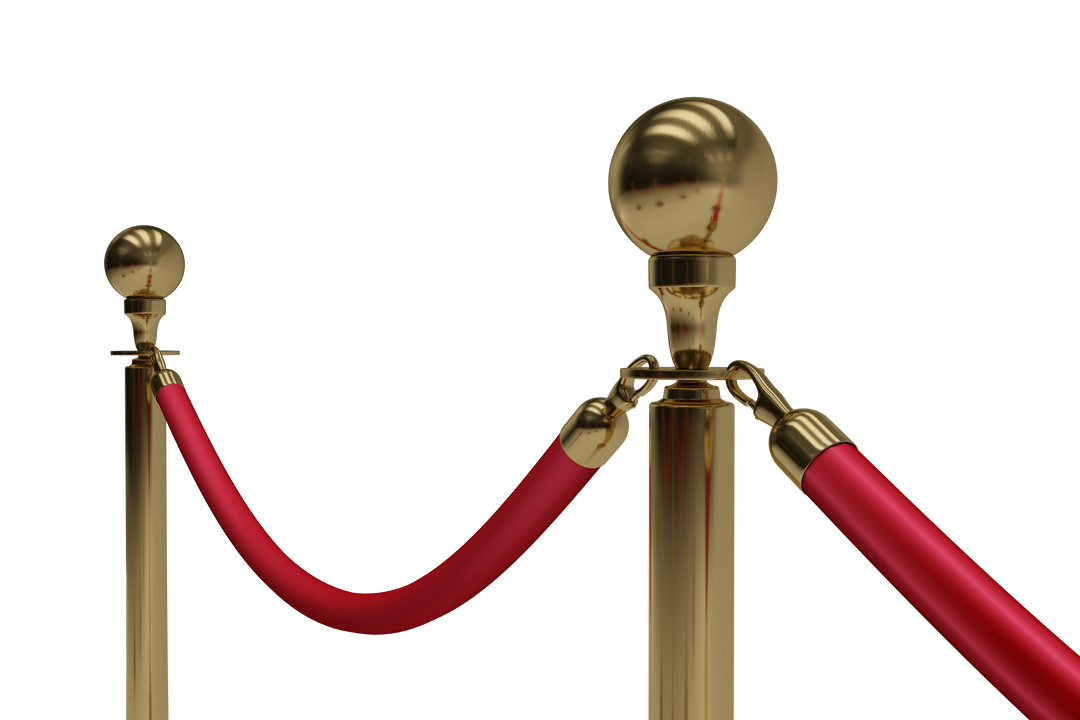 Transparent Queue Barrier with Red Rope and Golden Bollards Stock Photo - Download Free Stock Images Pikwizard.com