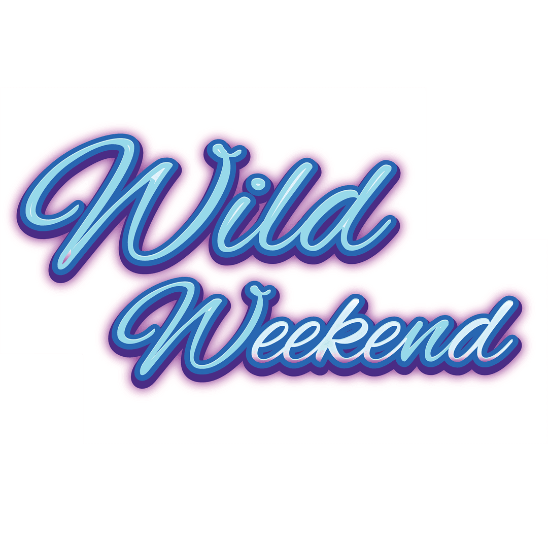 Vibrant Wild Weekend Text with Transparent Background