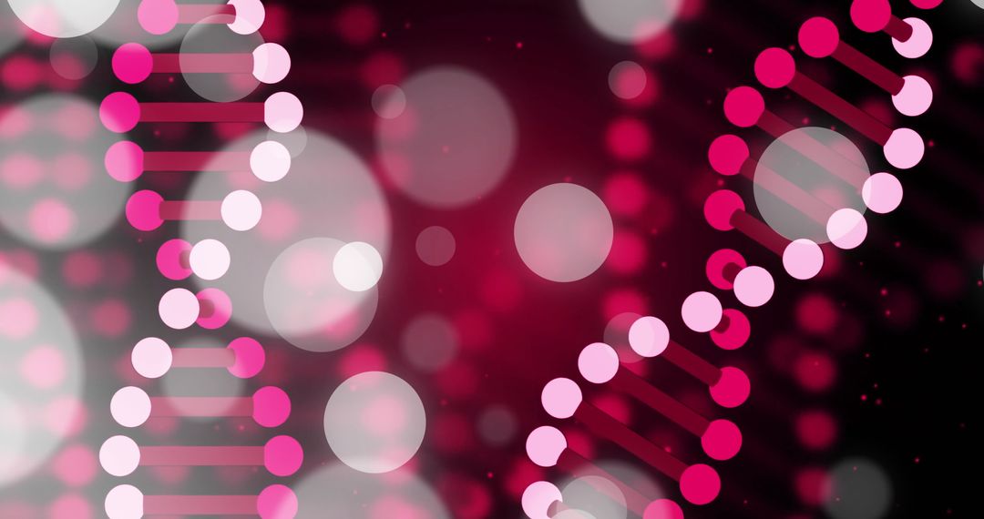 Abstract DNA Strands with Glowing Light Circles Background