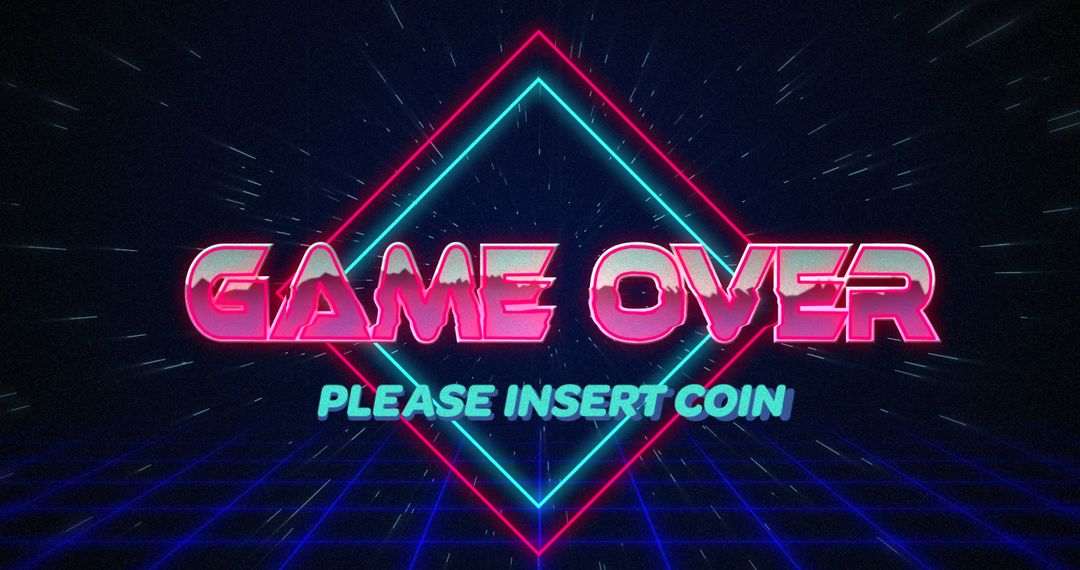 Retro Game Over Glitch with Neon Light Effect