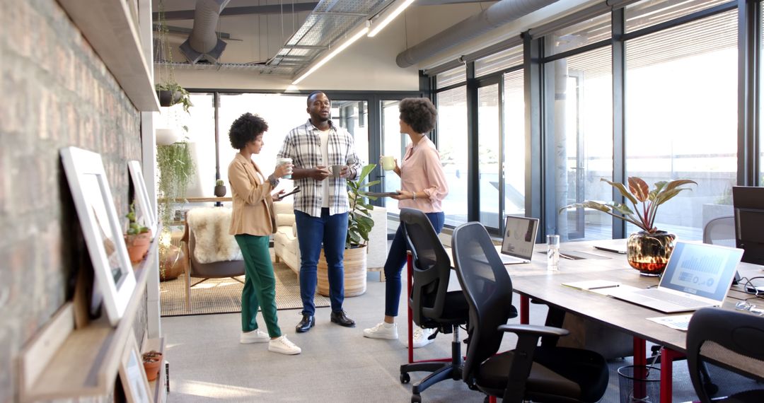 Diverse Team Collaboration in a Modern Open Office