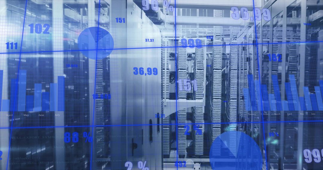 Digital Data and Technology Interface in Modern Server Room