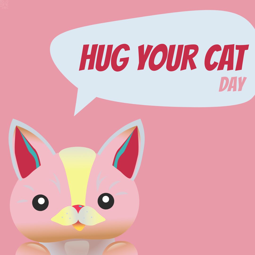 Pink Illustration Celebrating Hug Your Cat Day