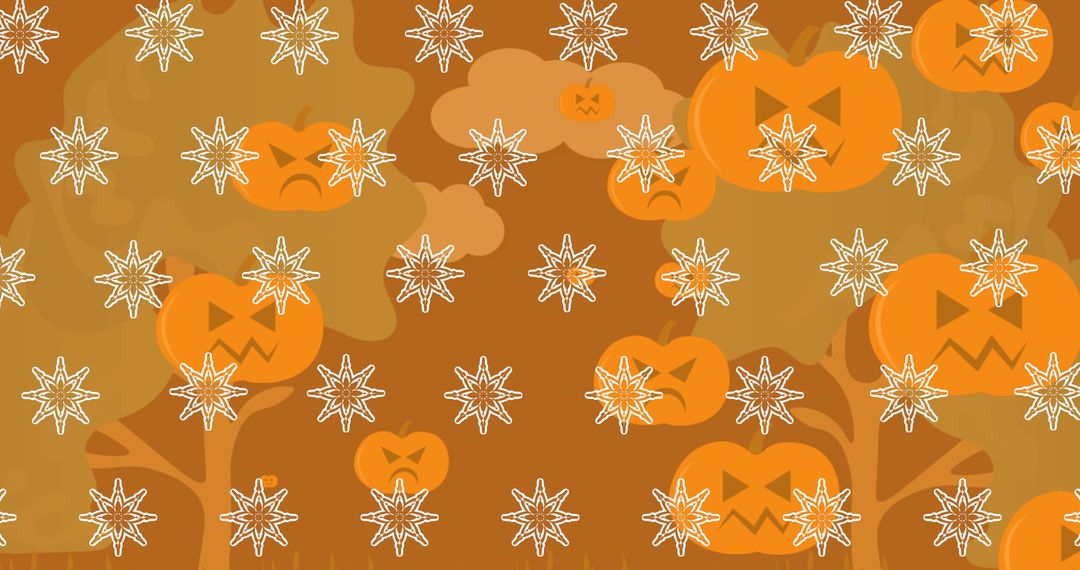 Whimsical Halloween Jack-O'-Lantern Pattern with Stars