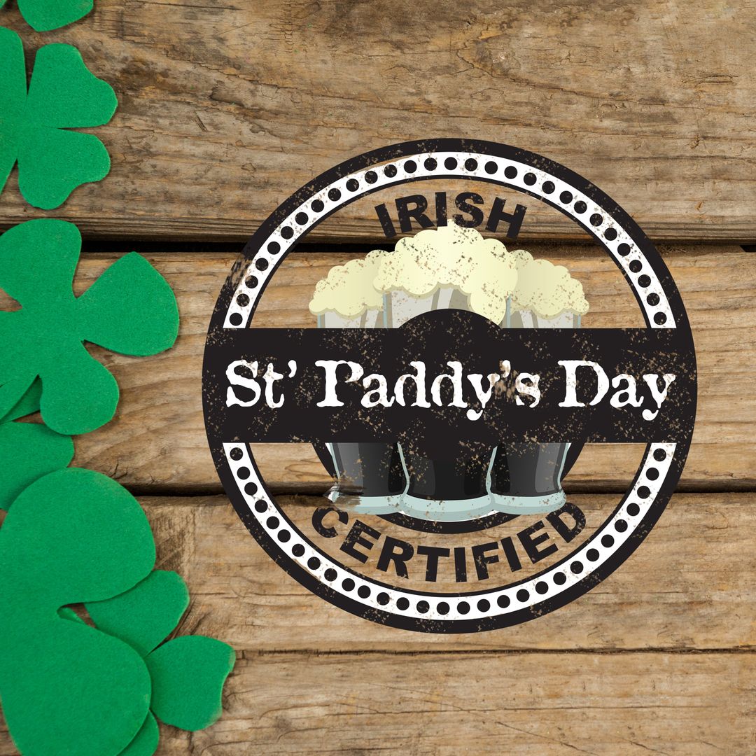 St. Paddy's Day Badge with Clovers Celebrating Irish Heritage