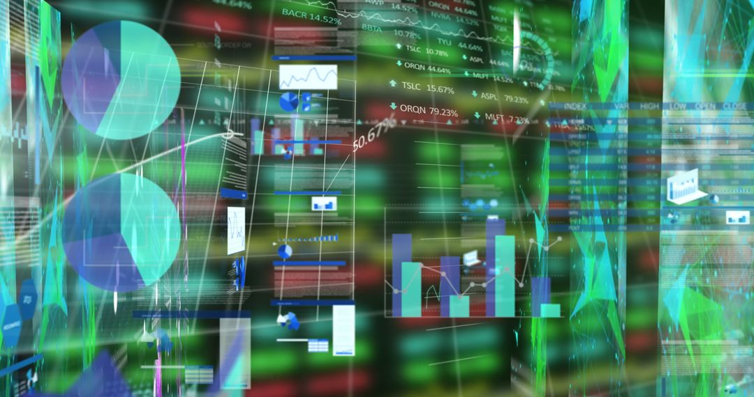 Futuristic Data Analytics Dashboard with Pie and Bar Charts