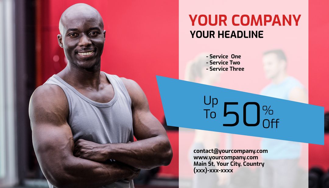 Motivational Fitness Promotion with Muscular Man