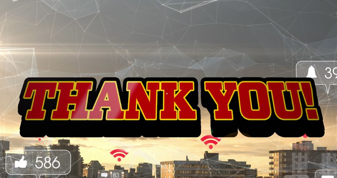 Thank You Text Overlay Digital Cityscape