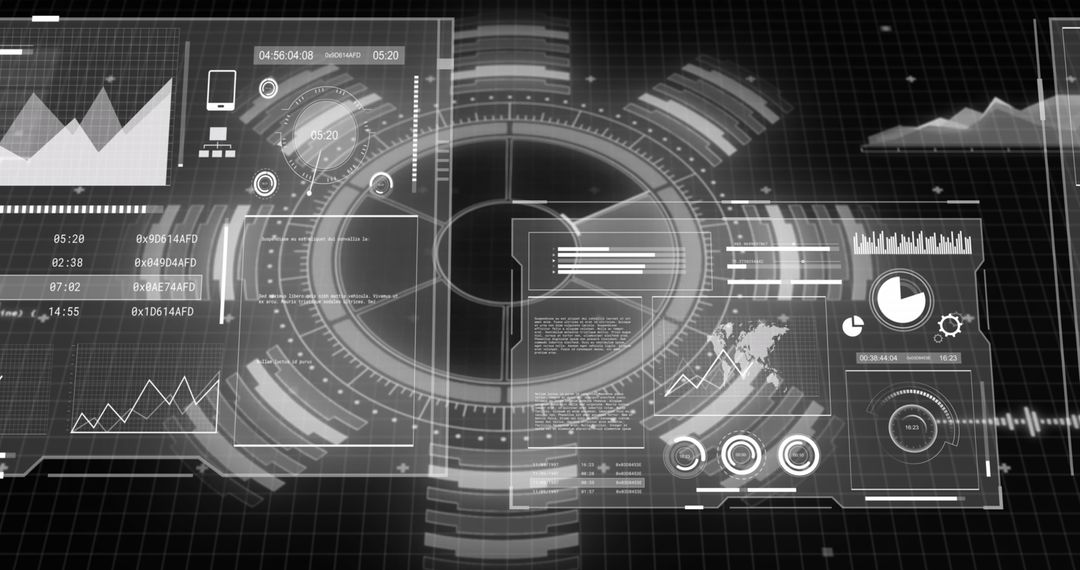 Futuristic Digital Dashboard Data Interface in Virtual Space