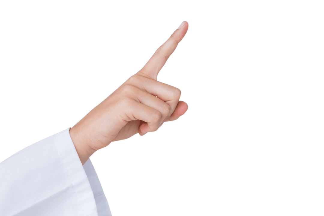 Doctor's Hand Pointing Upwards on Transparent Background