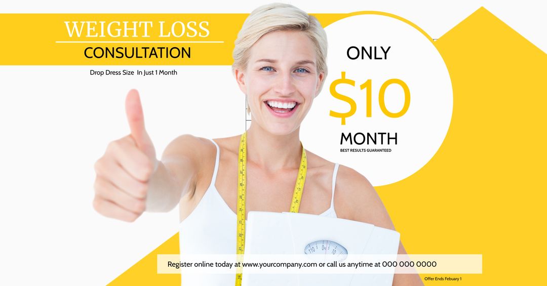 Cheerful Woman Promoting Effective Weight Loss Program