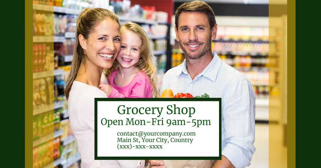 Happy Family Shopping in Grocery Store with Fresh Produce - Download Free Stock Templates Pikwizard.com